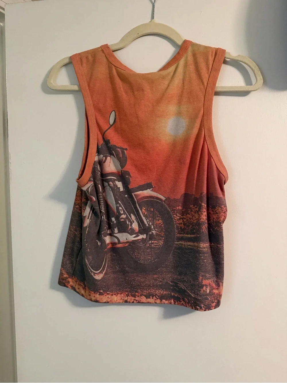 Urban Outfitters Orange Motorcycle Graphic Tank Top